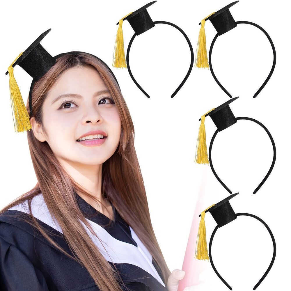 3071 2025 Graduation Hat Headband 4 Pcs Mini Bachelor Cap Headband
